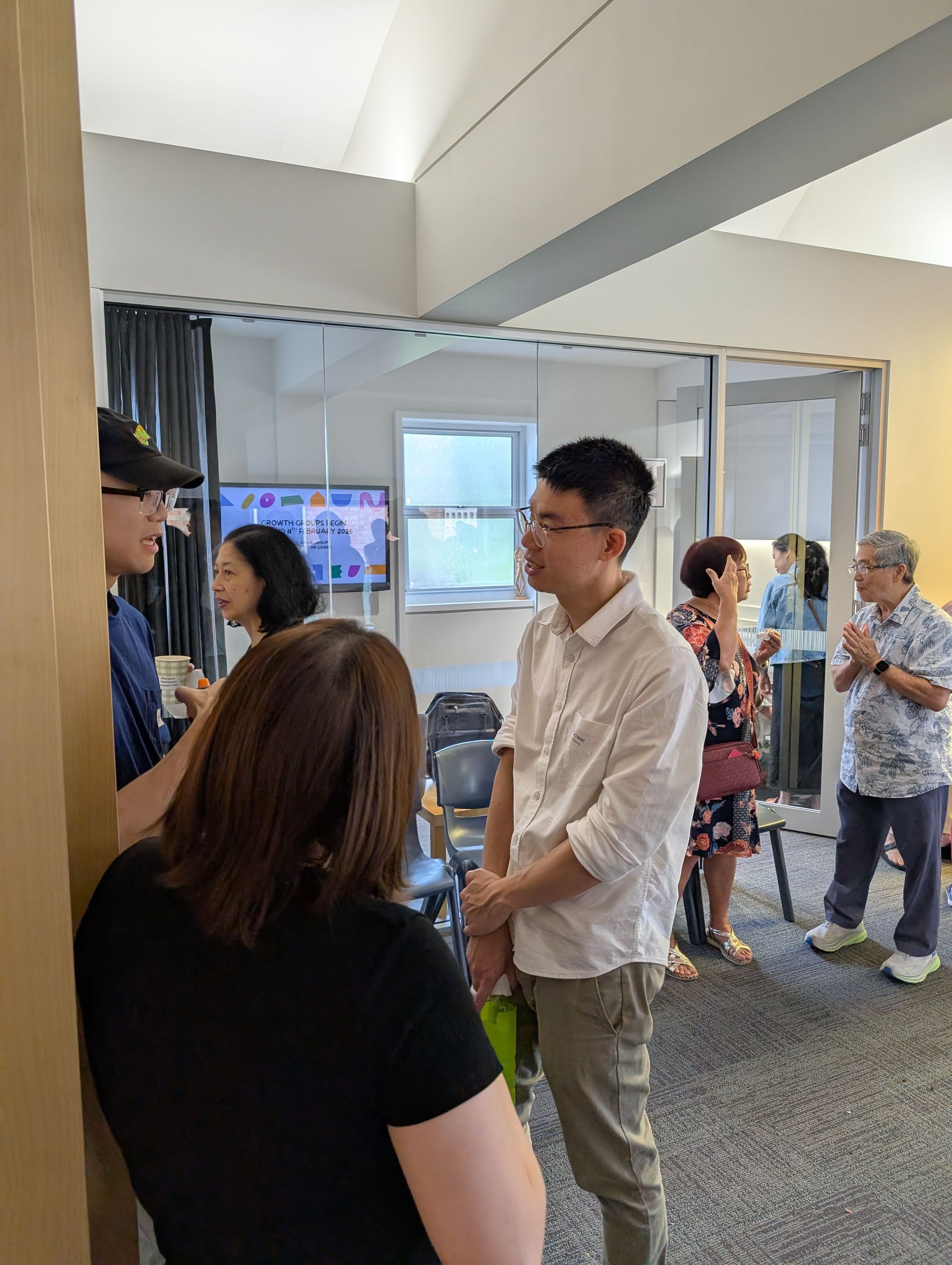 Members catching up in the church hall